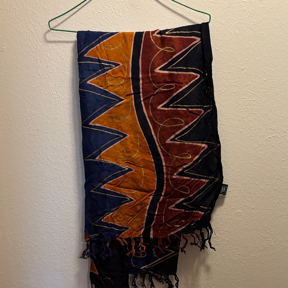 Colorful Zigzag Patterned Swim Sarong, beach, cover-up, scarf.